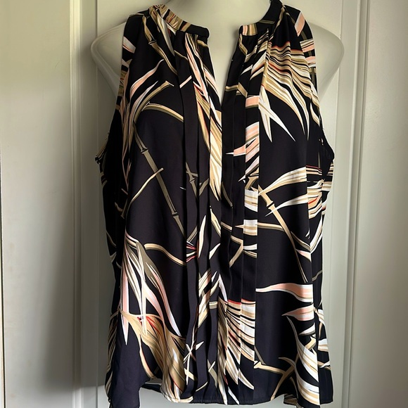 White House Black Market Women's Black and Cream Sleeveless Top Size XL - Picture 3 of 8